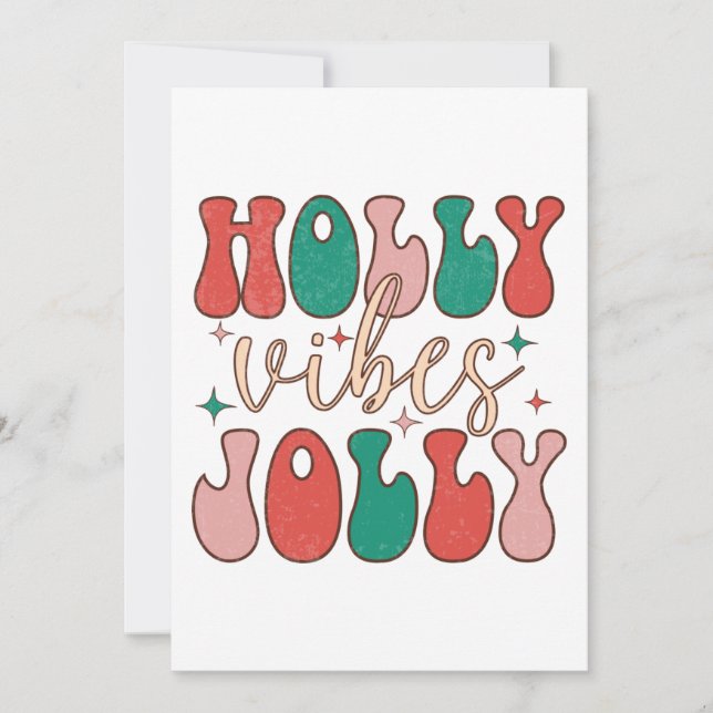 Invitation Groovy Christmas Holly Jolly Vibes Retro Happiness (Devant)