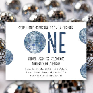 Invitation Groovy Disco Dancing Baby First Birthday