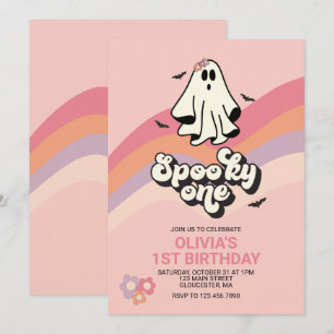 Invitation groovy Fantôme rétro Halloween Épouvantable Un Ann