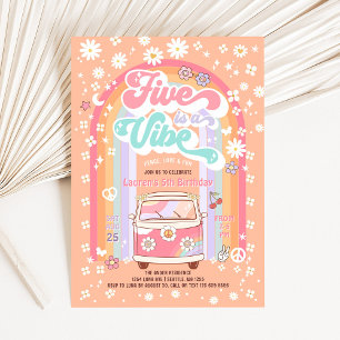 Invitation Groovy FIVE est une ambiance Daisy 5e anniversaire