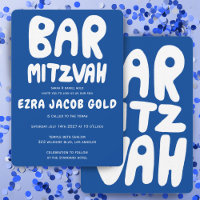 Groovy Handlettering Bar Mitzvah personnalisé bleu