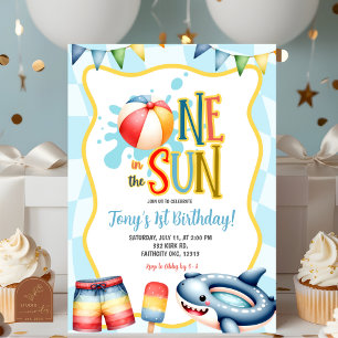 Invitation Groovy One au soleil Fête de Piscine