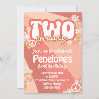Invitation groovy pour les deux ans d'anniversaire