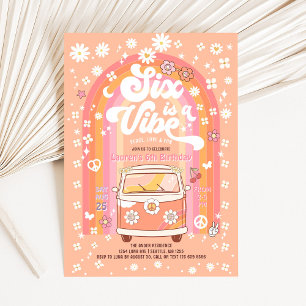 Invitation Groovy Six est un bus Vibe Van pour son 6ème anniv