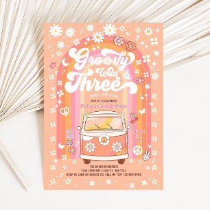Invitation Groovy Wild et Three Van Bus 3e Anniversaire