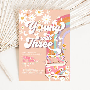 Invitation Groovy Young Wild et Trois 3e Anniversaire