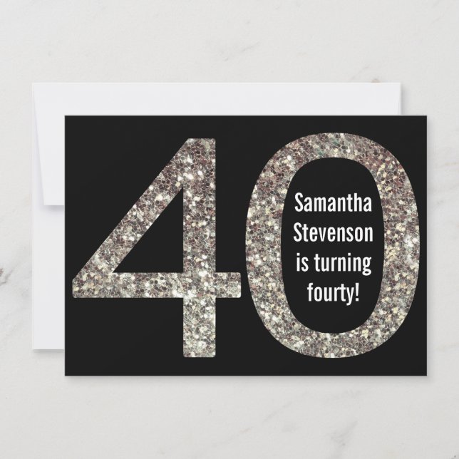 Invitation Gros 4-0 Parties scintillant d'anniversaire-Look 4 (Devant)