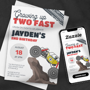 Invitation Gros jusqu'au remorqueur rapide 2e anniversaire Mo