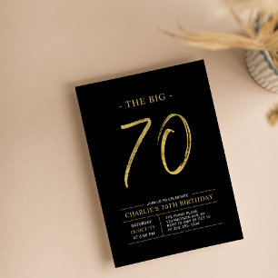 Invitation Gros Soixante-Dix   Gold & Black 70th Birthday Par