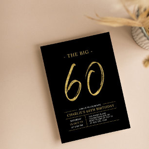 Invitation Gros soixante Gold & Black 60th Birthday Party