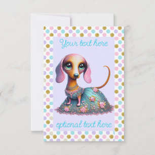 Invitation Gros Yeux Whimsical Dachshund Party