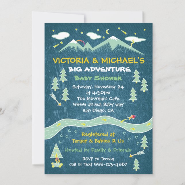 Invitation Grosse aventure baby shower d'art populaire de mon (Devant)