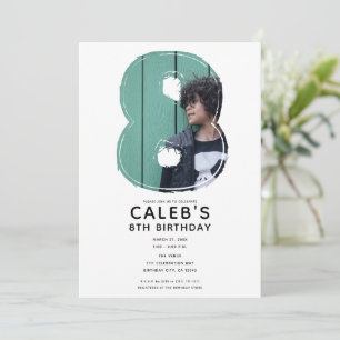 Invitation Grosse Numero 8 Huit Photo 8ème Anniversaire