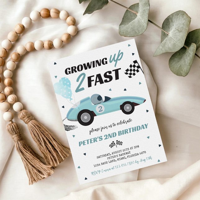 Invitation Grossing Up Two Fast Race Car 2e anniversaire (Créateur téléchargé)