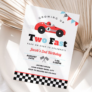 Invitation Grossing Up Two Fast Race Car 2e anniversaire