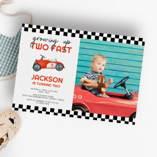 Invitation Grossing Up Two Fast Race Car 2e fête d'anniversai
