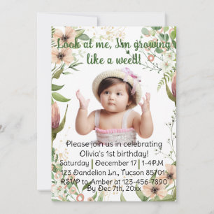 Invitation Grossissant comme une mauvaise herbe, fille premie