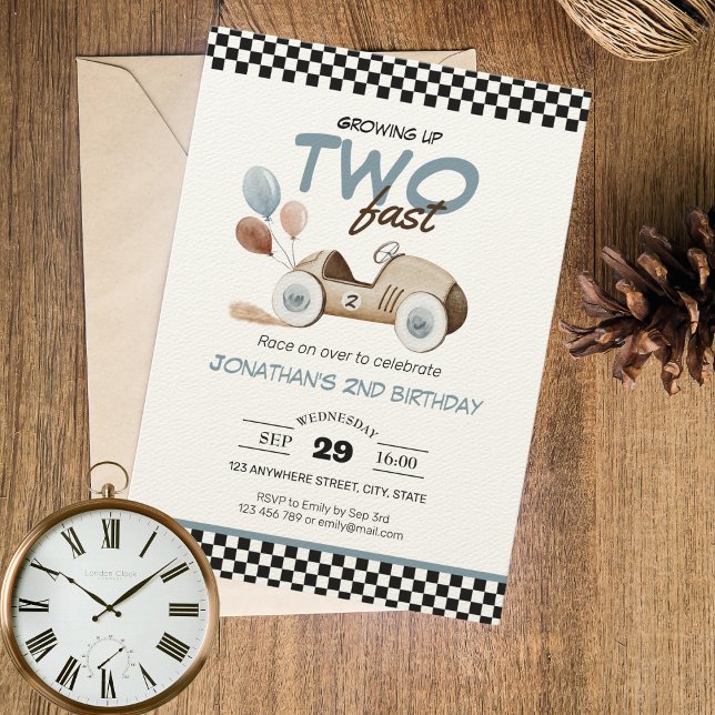 Invitation Grossissant Deux Jeunes Garçon Anniversaire Voitur (Créateur téléchargé)
