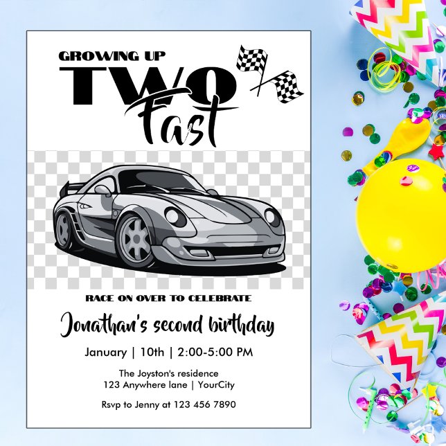 Invitation Grossissant Jusqu'À 2 Ans De Voiture De Course Mod (Créateur téléchargé)