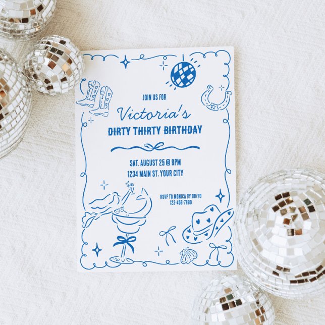 Invitation Grotte côtière Anniversaire de Whimsical (Coastal Cowgirl Birthday Party Invite)