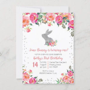 Invitation Grotte de printemps en argent Anniversaire Floral