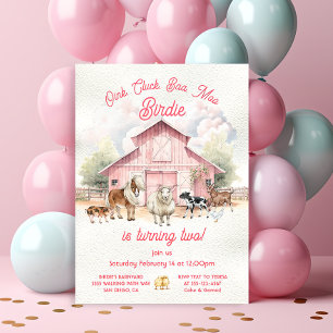 Invitation Grotte rose Animaux de ferme Anniversaire