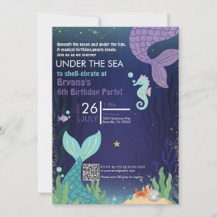 Invitation Grotte scintillante sous l'océan Anniversaire des 