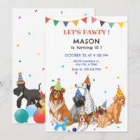 Groupe de chiens races fête anniversaire Invitatio