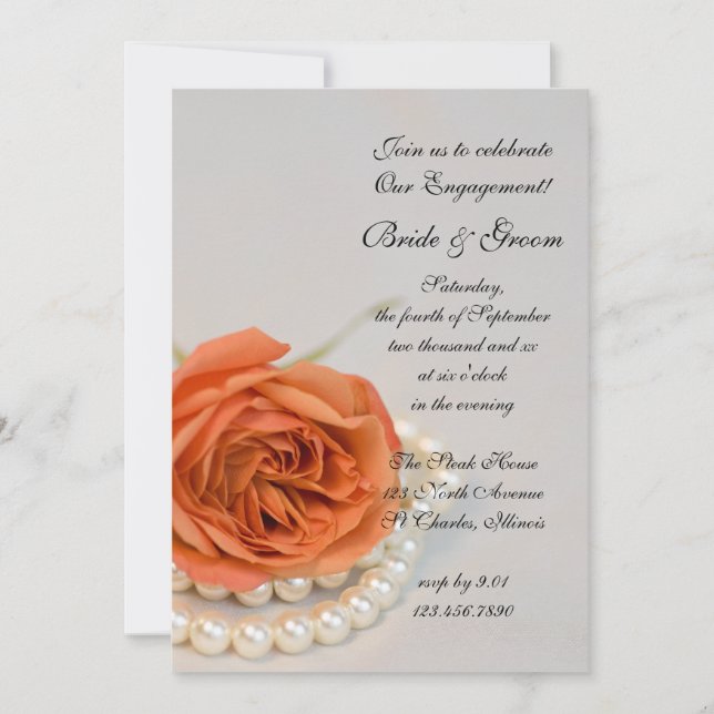 Invitation Groupe d'engagement Orange Rose et White Pearls (Devant)