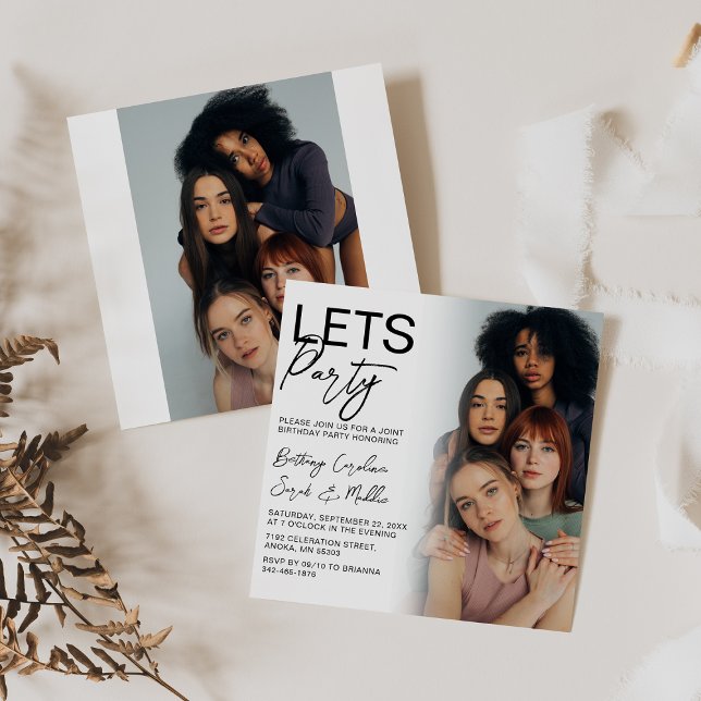 Invitation Groupe photo à double face fête d'anniversaire (Créateur téléchargé)