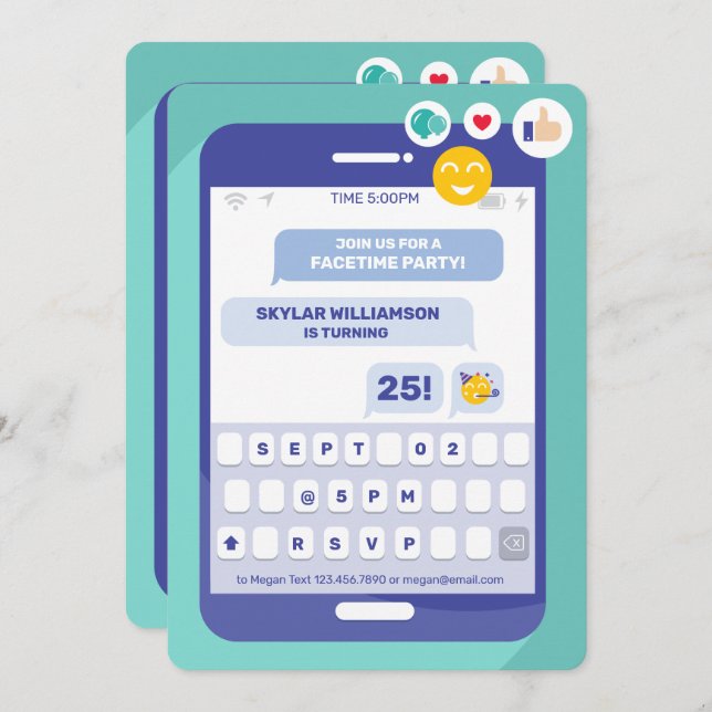 Invitation Groupe Vidéo Conversation Téléphone Texte Partie M (Devant / Derrière)