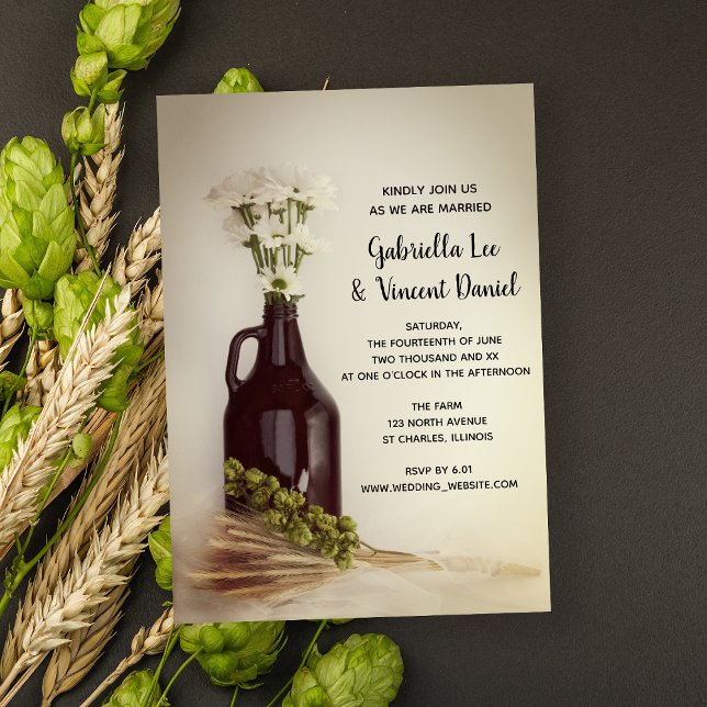 Invitation Growler, Hops et Daisies Brasserie Mariage (Créateur téléchargé)