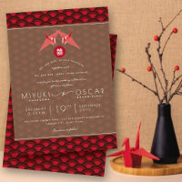 Grues en papier rouge Origami Coquille 囍 Mariage a