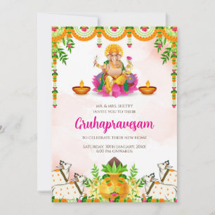 Invitation Gruhapravesam pour une cérémonie de pen