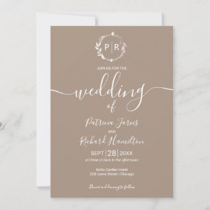Invitation Grullo Monogram Calligraphie Mariage photo