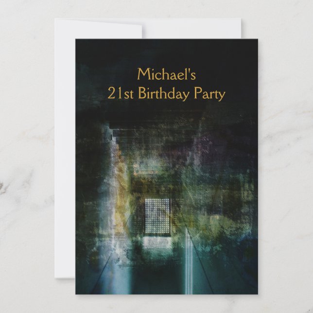 Invitation Grunge Black & Gold Metal 21e Anniversaire Mans (Devant)