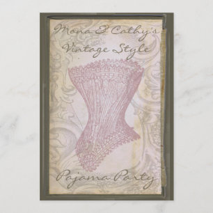 Invitation Grunge Corset Personnalisable Pajama Party Invitat