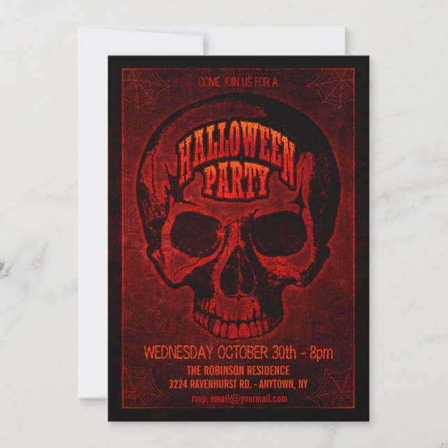 Invitation grunge foncé de partie de Halloween de (Devant)