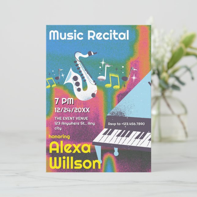 Invitation Grunge musique jazz récital de musique (Debout devant)