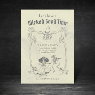 Invitation Grunge Retro Black Halloween Party