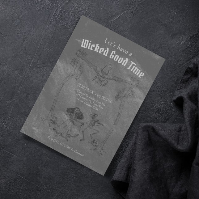 Invitation Grunge Retro Black Halloween Party (Créateur téléchargé)