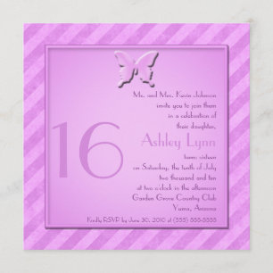 Invitation grunge rose et pourpre de sweet sixteen