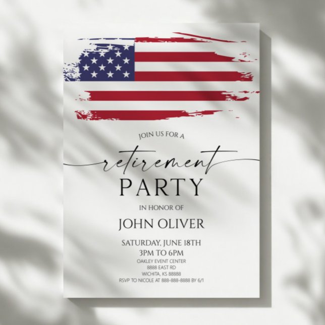 Invitation Grunge USA American Flag Military Retirement Party (Créateur téléchargé)