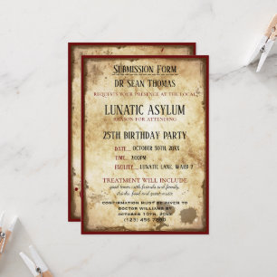 Invitation Grungy Lunatic Asylve Anniversaire