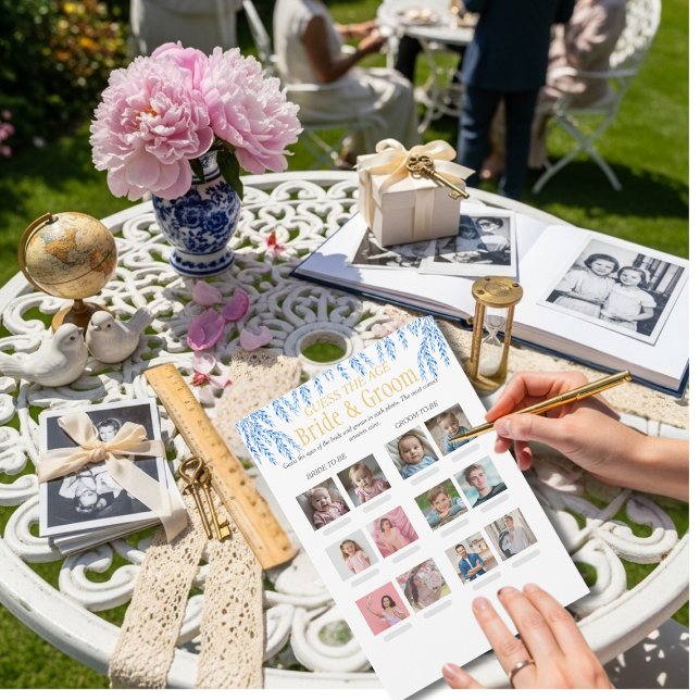 Invitation Guess the Age Bridal Shower blue game (Guess the Age Bridal Shower blue game)