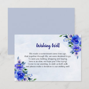 Invitation Guide de cadeaux de mariage floraux aquarelle bleu