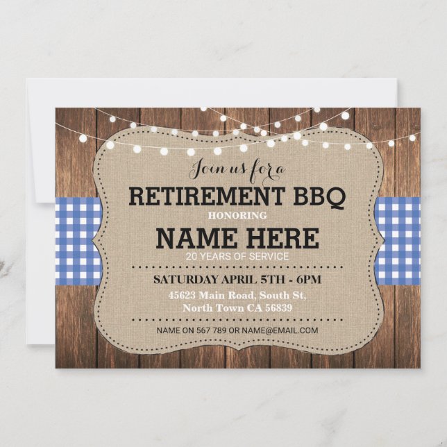 Invitation Guingan de bleu de partie retiré par BBQ (Devant)