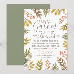Invitation Guirlande d'aquarelle de verdure d'automne de