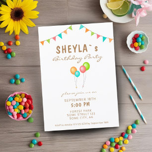 Invitation Guirlande de ballons colorés pour l'anniversaire d