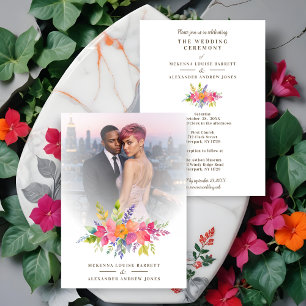 Invitation Guirlande de fleurs et de feuillage colorés chéris